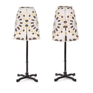 Anthropologie Elevenses Isabella A-Line Skirt Size 4 White Taupe Alhambra Print